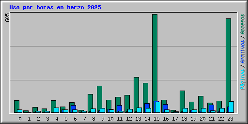 Uso por horas en Marzo 2025